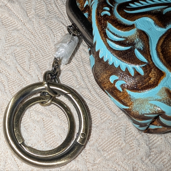 Patricia Nash Borse Tooled Leather Coin Purse in Burnished Turquoise - Picture 7 of 11